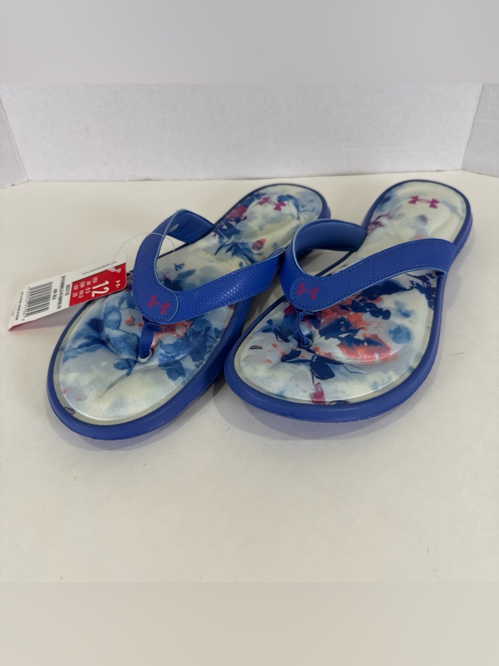 Under Armour Marbella Women's Size 12 VII Graphic 400 Blue Sandals Flip Flop NEW